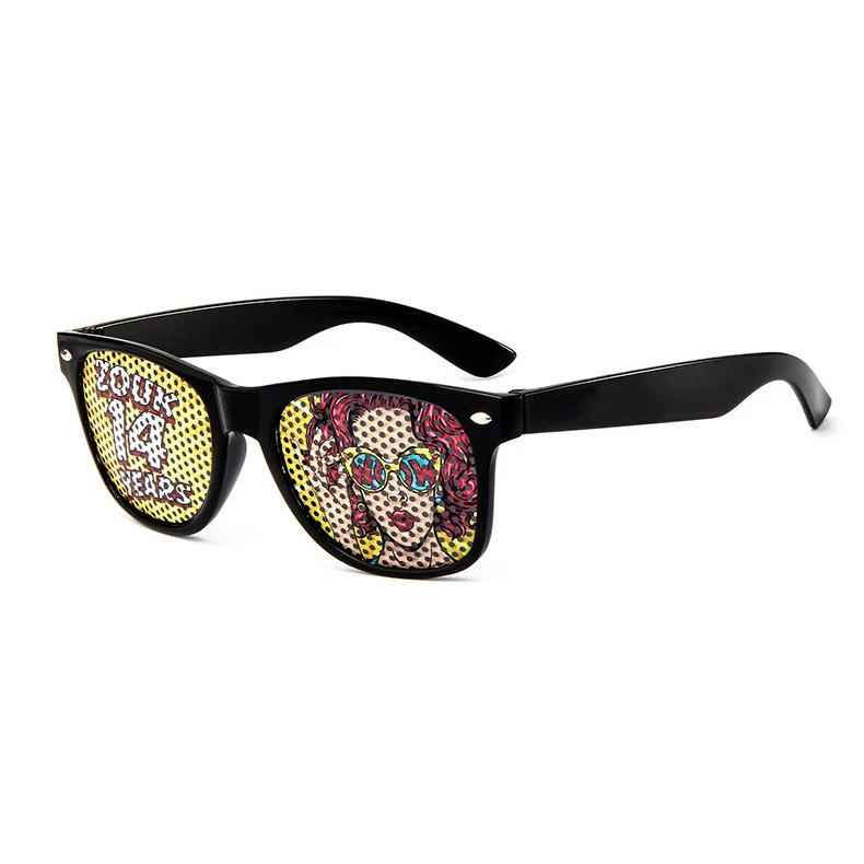 2023 Custom Logo Cheap Price Party Eyewear Sticker Sunglasses Promotional Pinhole Lens Sunglasses