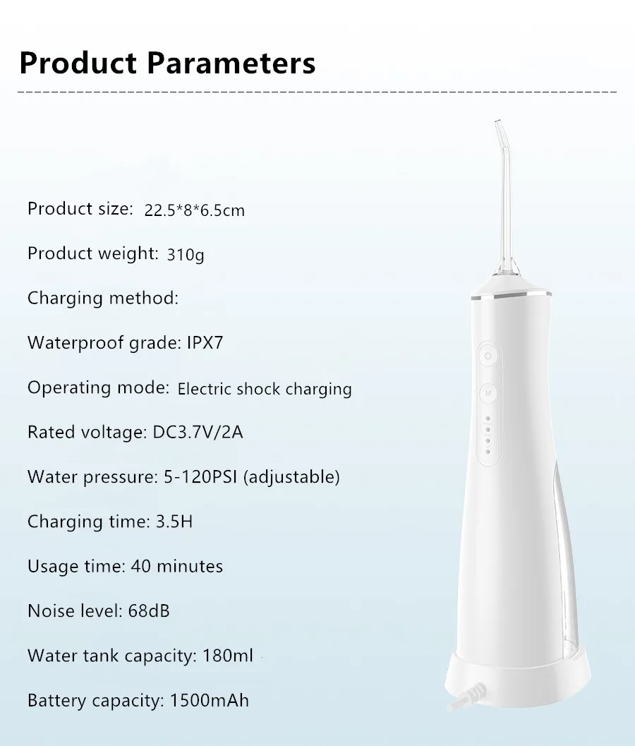 Cordless Water Flosser Dental Oral Irrigator Teeth Cleaner 8 Jet Tips