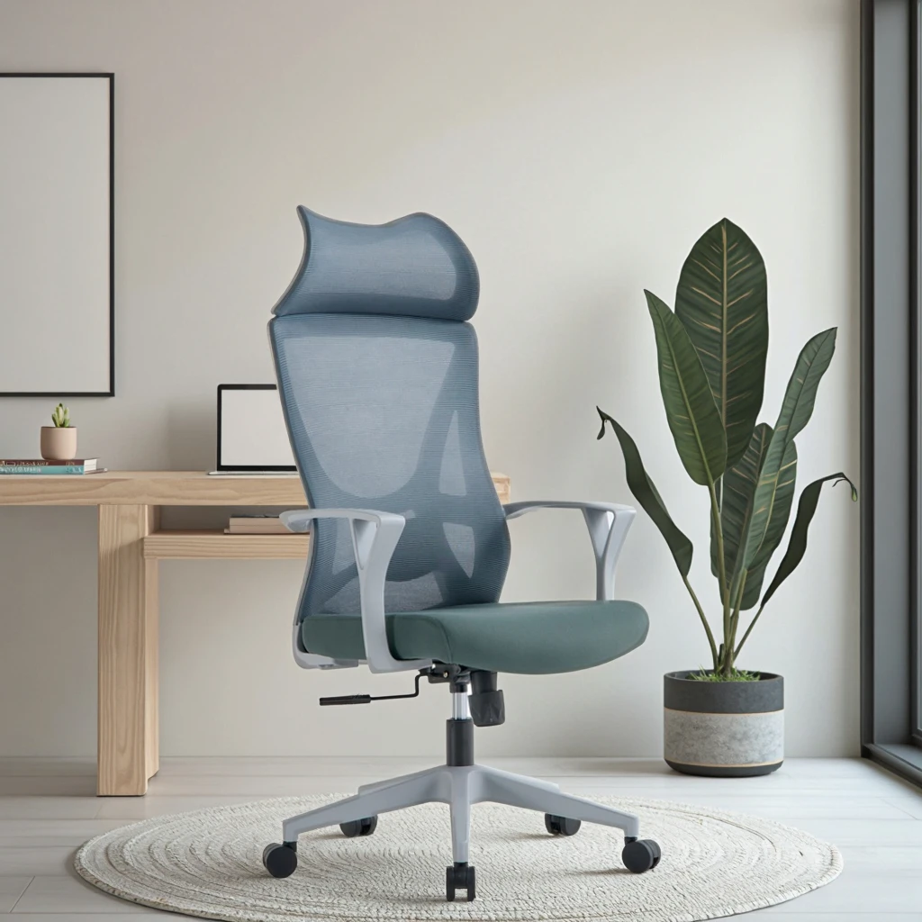 Ergonomic Wingback Design Chair Butterfly Frame Ventilated Backrest High Resilience Foam Office Function 4