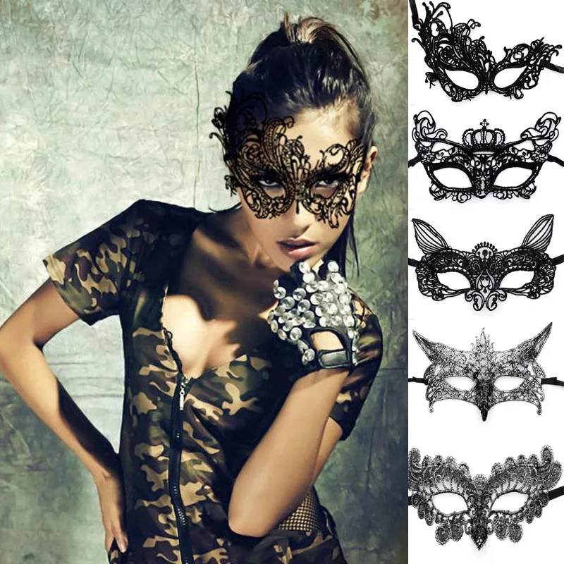 Black Lace Mask Masquerade Eye Face Eyemask Women Party Halloween 