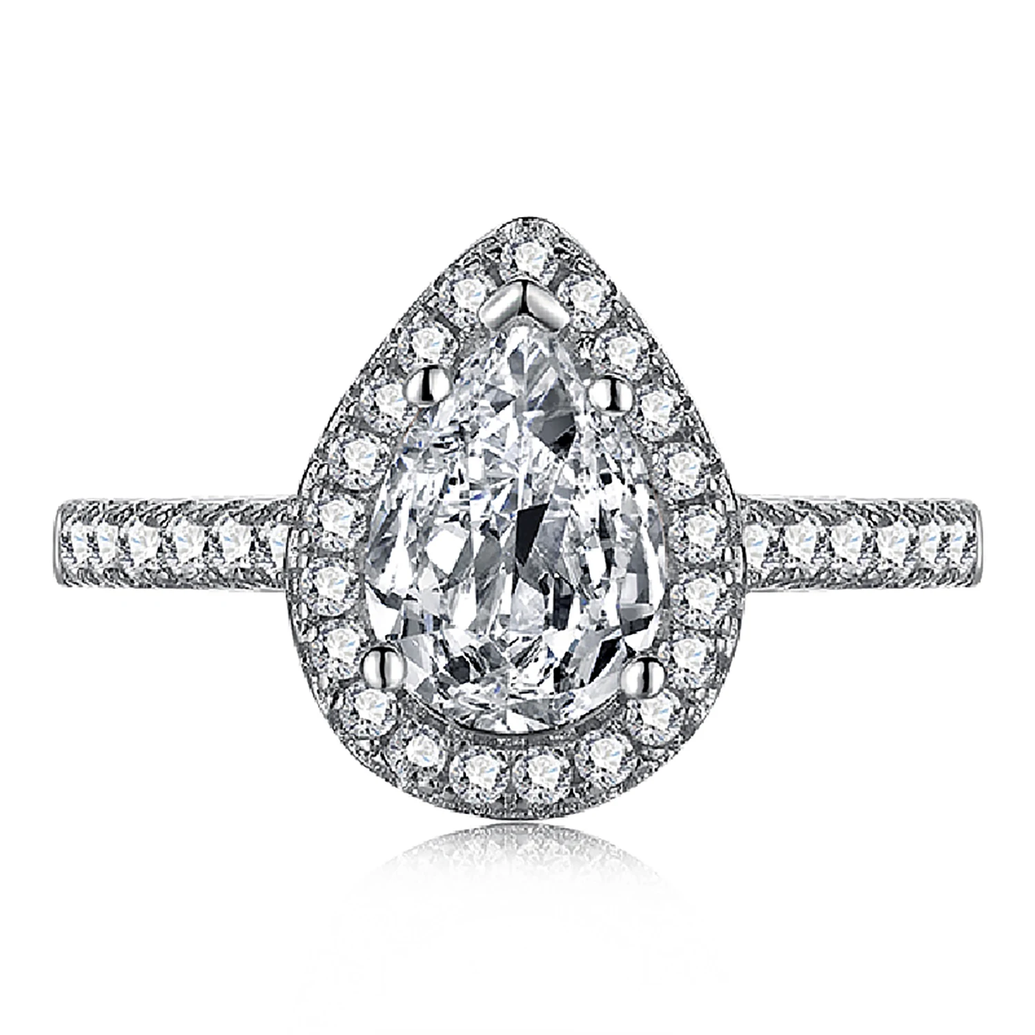 KAKODIY High Quality Ring Fashion Luxury Ring Engagement Women's Pear Shape Wedding Ring Silver Zircon detail 2