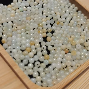 Natural Jadeite Round Beads White Beige Jade Beads Jade Gifts Jewelry Jade Jewelry