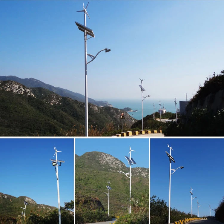 Hybrid Solar Street Light with Wind Turbine 300W MPPT Integrated Light Sensor Clean Green Energy 8m Pole Solar Road Lamp