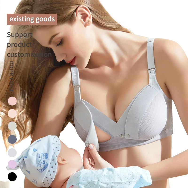 Cotton Nursing Bra Maternity Pregnancy Sports Nursing Breast Feeding Bras,  Size:75C(Pink)