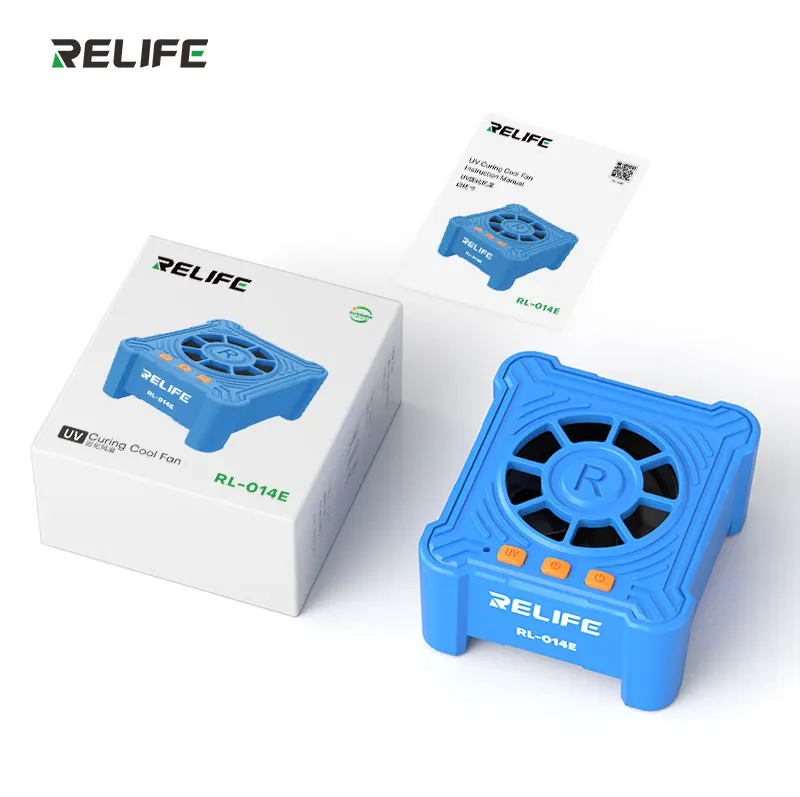 RL-014E Type-C Rechargeable 4-in-1 UV Curing Cooling Smoke Fan 3-Speed Smoke Exhaust Dust Display Fan for Phone Solder Repair