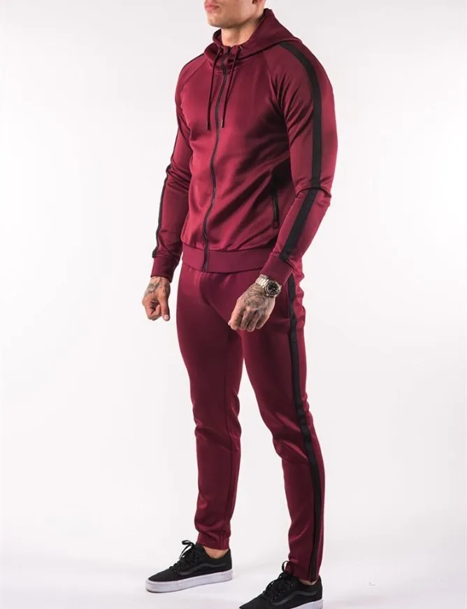 Custom 100% Cotton Fleece Fabric Tracksuit Men Jogging Navy Blue