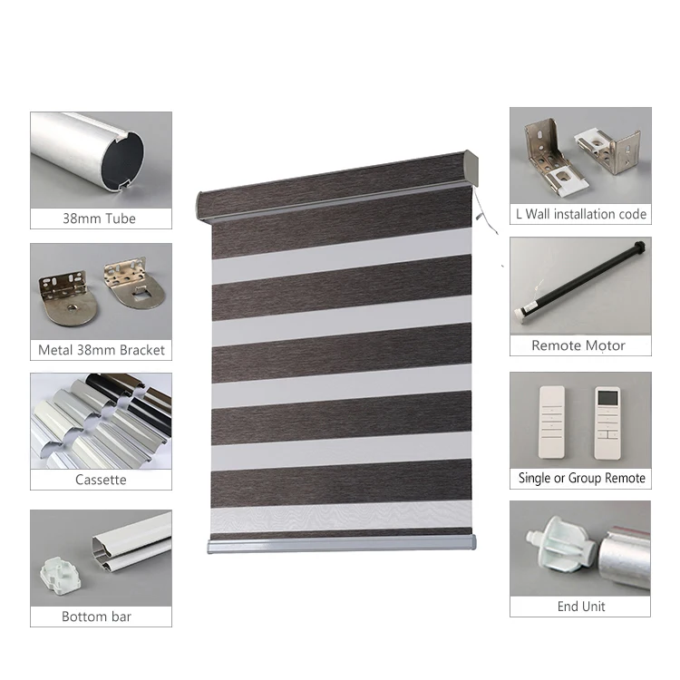 Zebra Roller Blinds Shades Double Layers Day And Night Electric