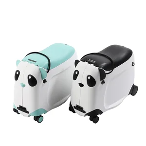 PP Carry on Small Luggage 21 Inch Mini Cute Suitcase with 4 Spinner Wheels Panda Design Kids Ride on Luggage
