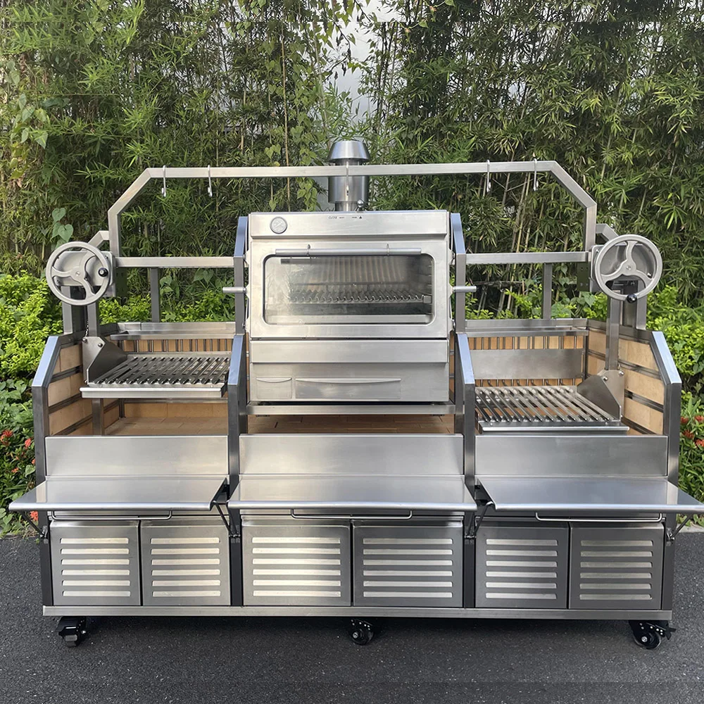 Stainless Steel Charcoal Grill Built In Argentinian Bbq Trolley Santa ...