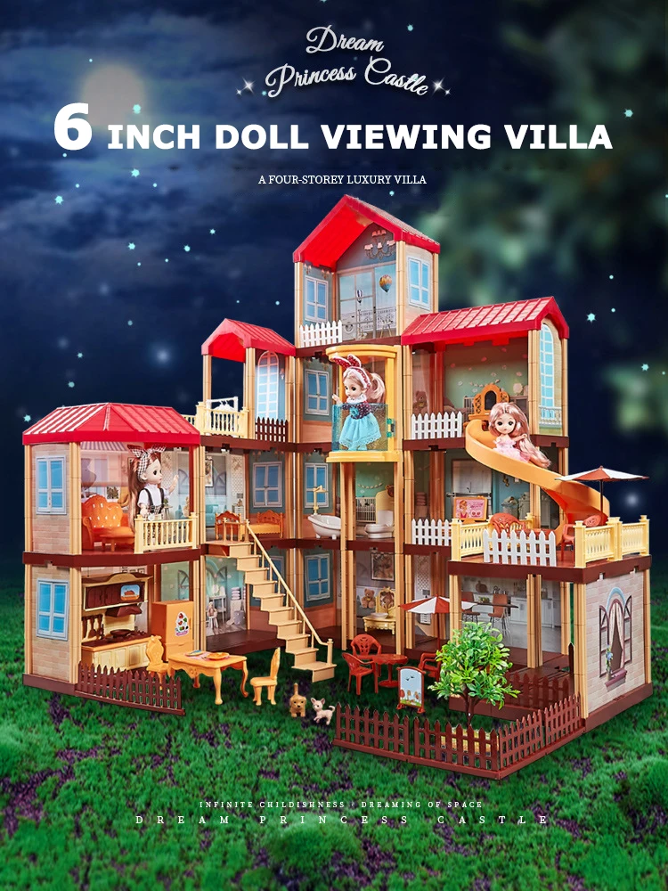 2-storey Miniature Doll Dollhouse Model Toys Handmade Assembled Gifts ...