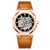 Orange leather strap with rose gold case