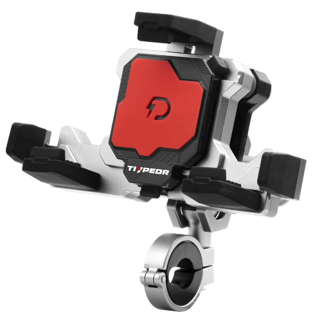 TIYPEOR Motorcycle Wireless Charger Phone Holder 15W Wireless Fast Charging &Vibration Dampener 360 Degree Adjustment Holder