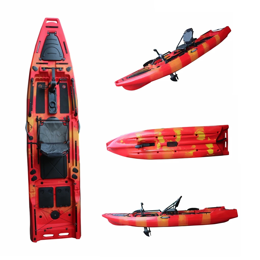 Vicking 12.5ft Fishing Boat Pedal Drive Kayak with Electric Trolling Jet Motor Engine Lldpe Material Hard Plastic for Sale