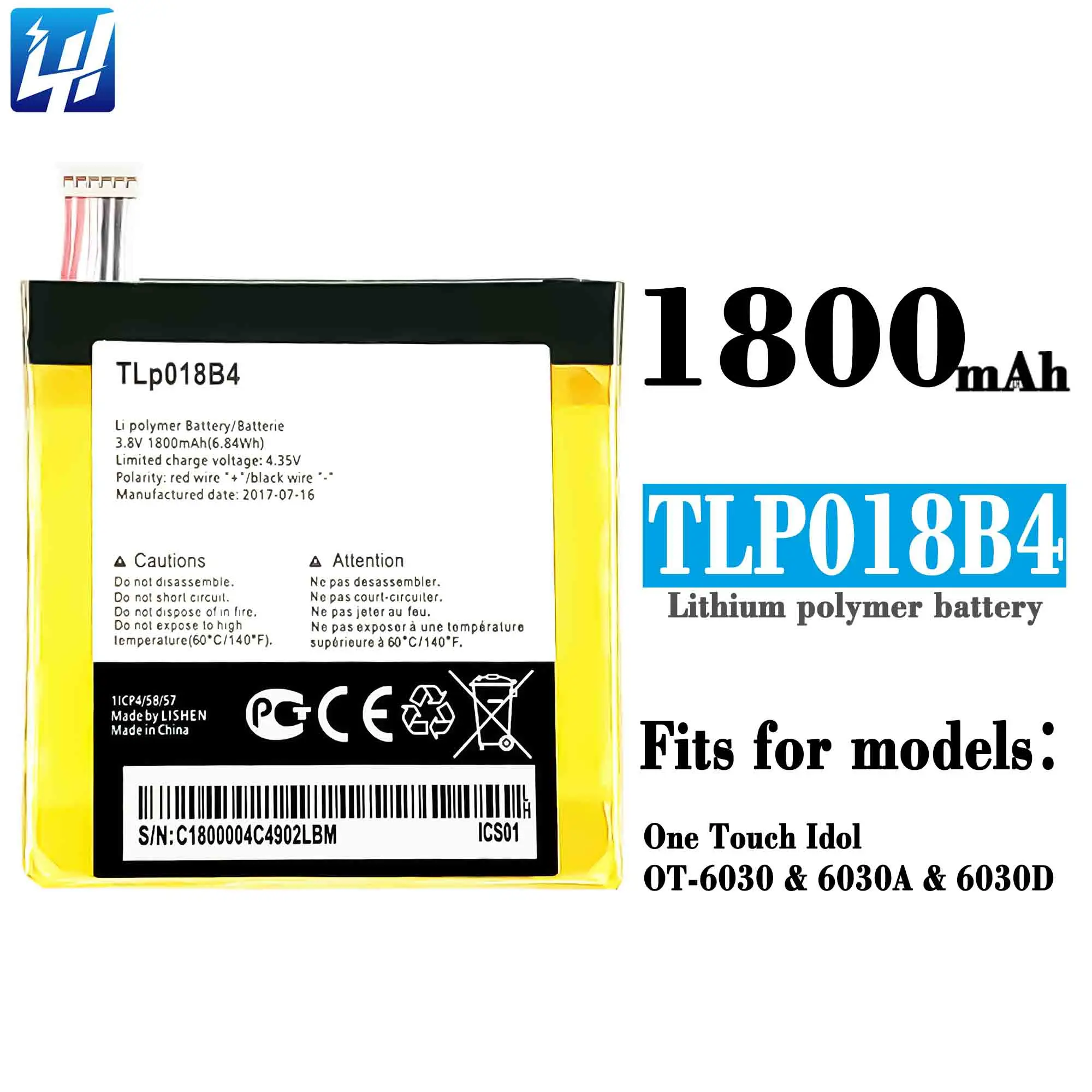 Li-ion Battery Pack Fits Alcatel CAB30M0000C1, CAB3010010C1, Vodafone 331, CAB20G0000C1, CAB30B4000C1