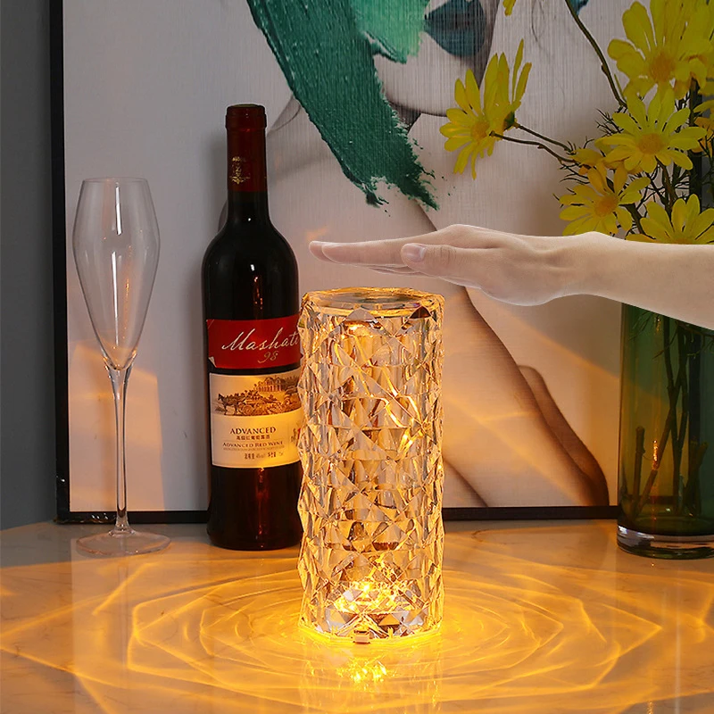 Crystal Diamond Table Lamp USB Charging Touch Lamp Bedside Night Light With Remote Control for Room Decoration