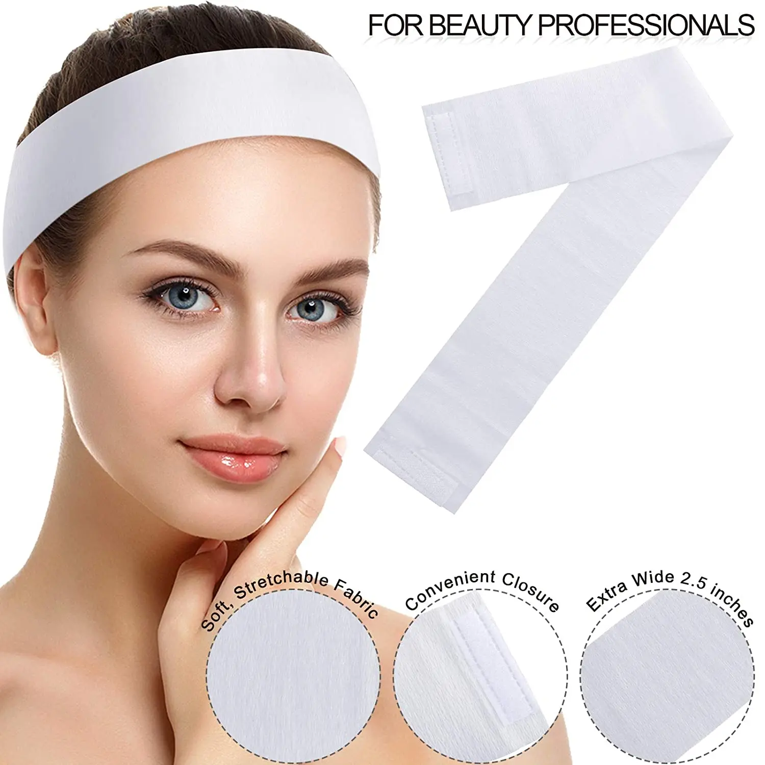 Disposable Spa Elastic Headbands Stretch Non-Woven Women Facial Headband Soft Skin Care Hair Band With Convenient 5