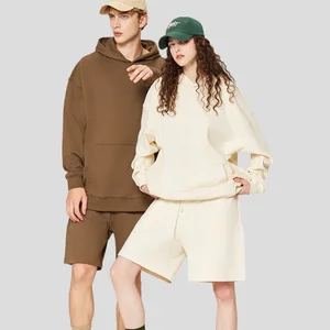 Unisex 400 Grams Oversize Pullover Hoodie Customizable Logo Polyester Cotton Blank Streetwear for Spring Men's Solid Sweatshirt