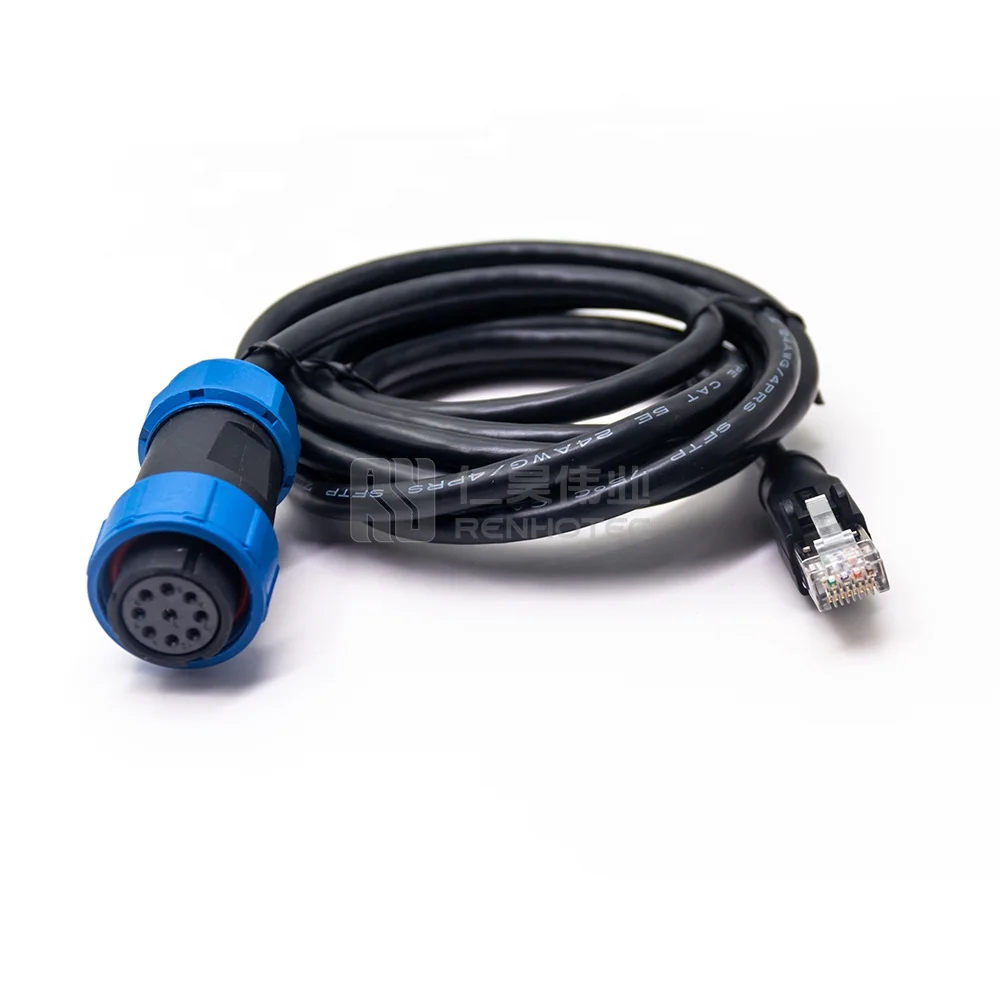Weipu SP21 Cable Connector 9Pin Female Plug 9 Pin to RJ45 Waterproof Connector with Cable