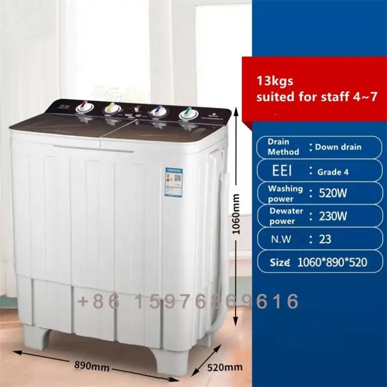 Wholesale 13kgs Big Capacity Twin Tub Semi Auto Washing Machine With Dryer For Commercial Use 0122