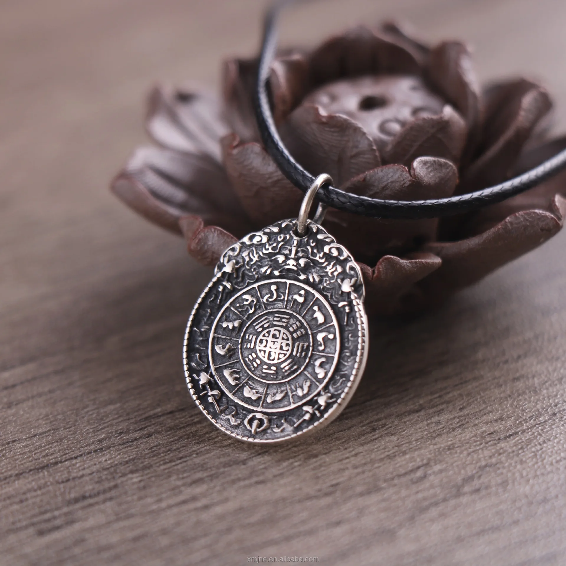 Authenticated Sterling Silver 999 National Fashion Amulet Figure Antique Tibetan Eight Treasures Chinese Zodiac Pendant
