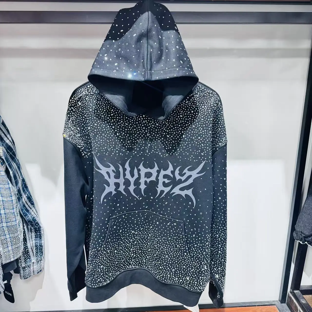 Men's Hoodies Rhinestone Pullover 100% Cotton Oversize Printing Custom Hoodies Manufacturers Heavyweight Hoodie for Men