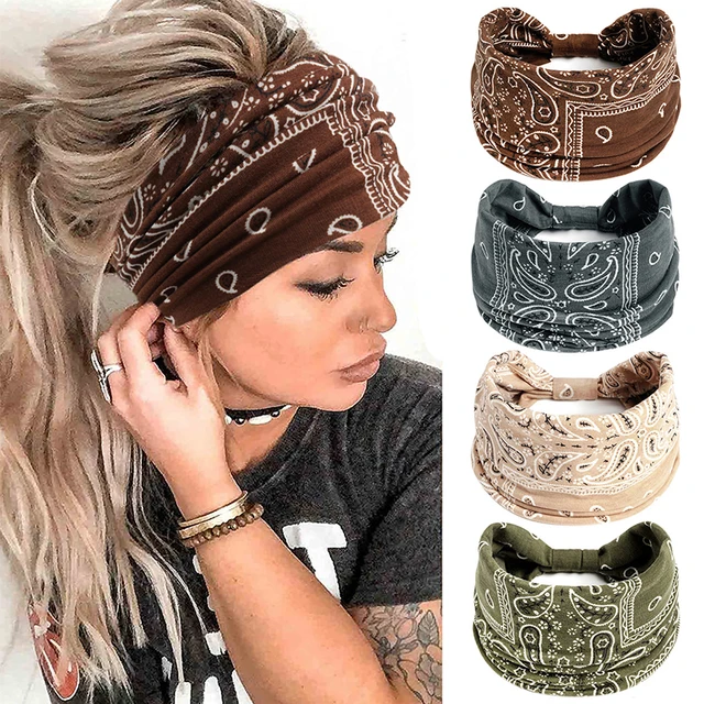 Euro-american Vintage Fabric Design Hair Hoop Wide-brimmed Ethnic Style Girl Hair Accessory Floral Printed Head Bands for Womens