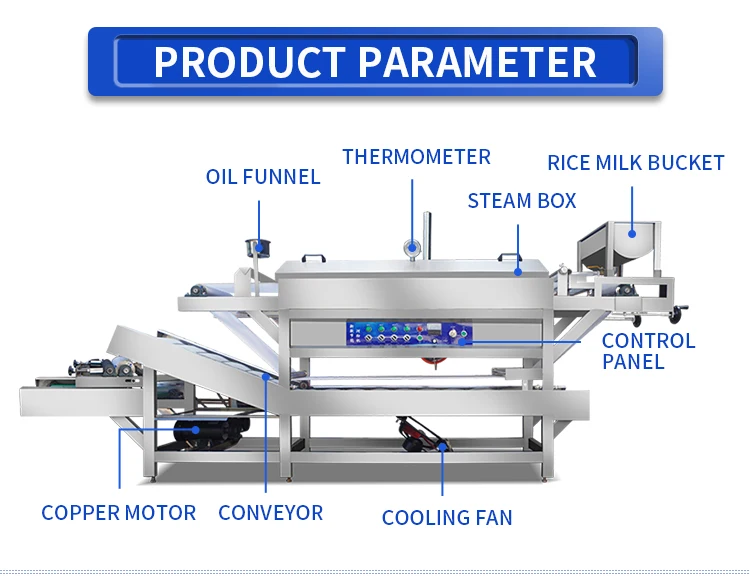 Chinese Snack Flat Rice Noodle Machine Flats Steam Rice Sheet Noodles Machine Pho Noodle Grain Product Making Machine