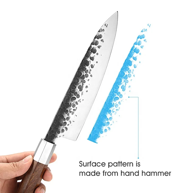 8-Inch Japanese Forged Kitchen Knife with Wood Handle German Carbon Steel G10 From Manufacturers Collection