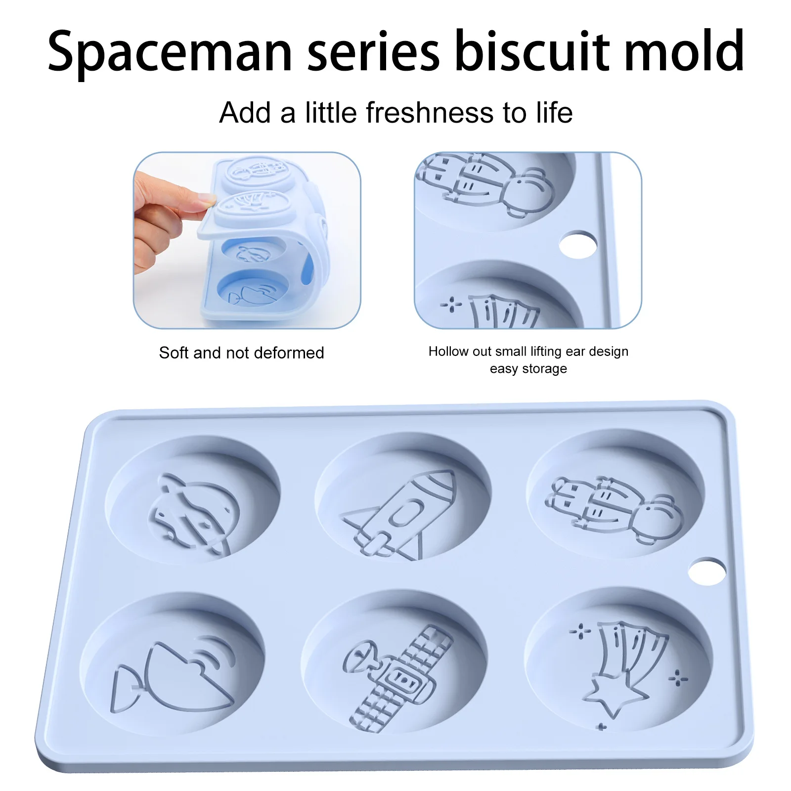Space Theme Silicone Biscuit Mold Food Grade Platinum Silicone Cake Chocolate Mould, BPA Free DIY Baking Tool for Oven Microwave supplier