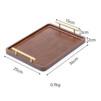 Design and Finishing Available Rectangular Wooden Serving Tray with Stainless Steel Handle