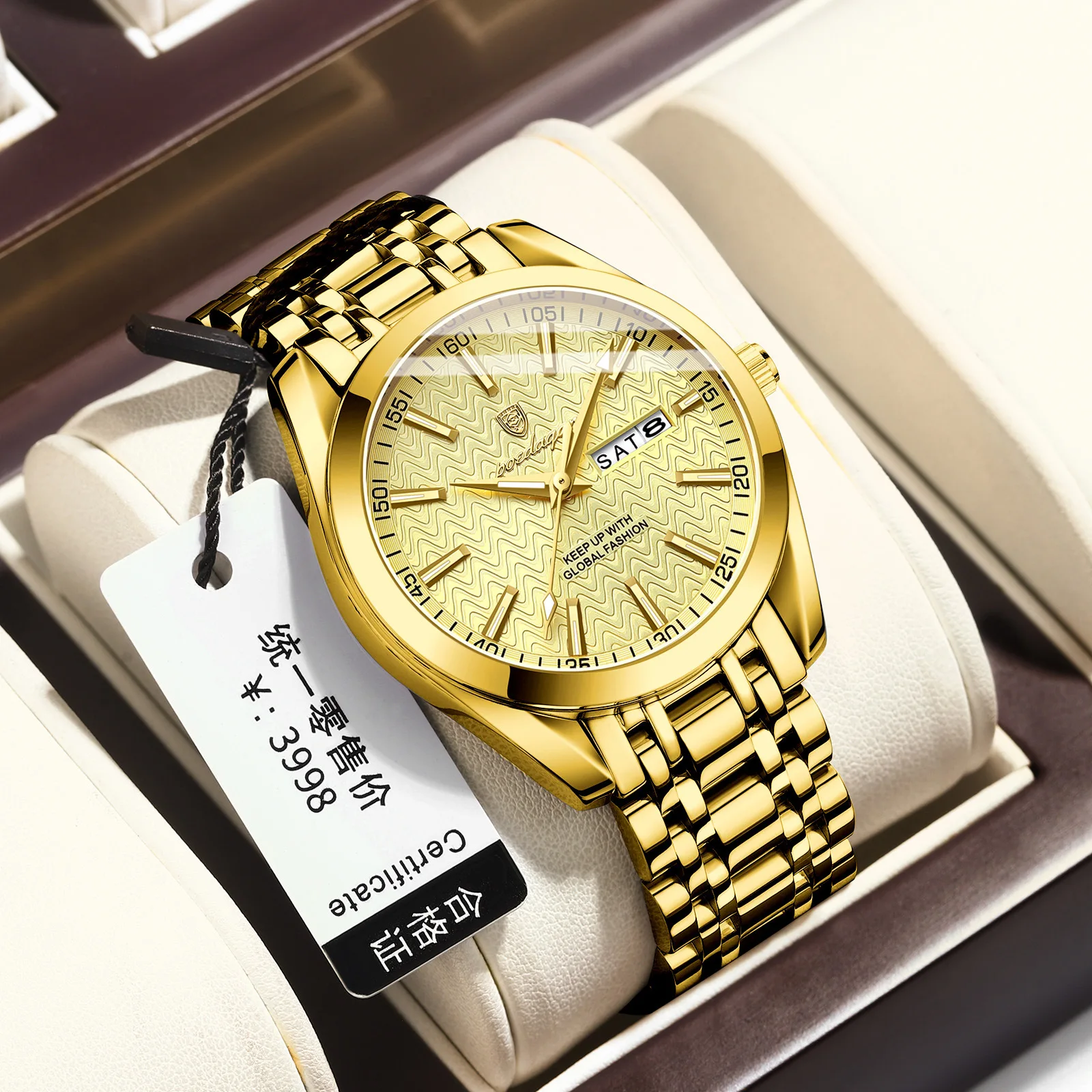 Fashion Quartz WristWatch Vintage Golden Watch Male Gold Luxury Classic Man Watches Waterproof Clock P962