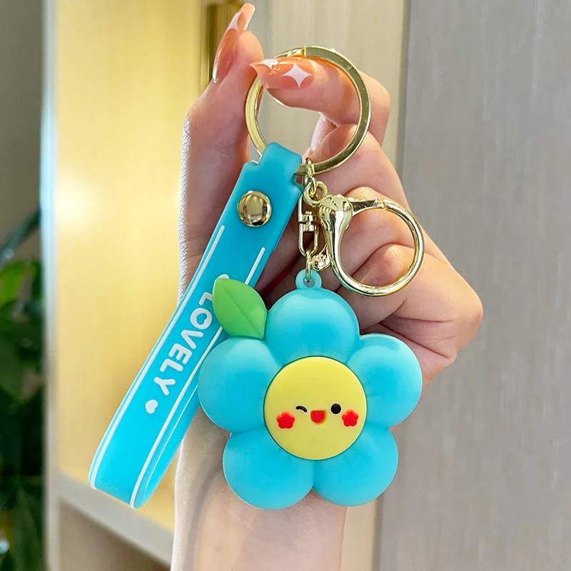 Kawaii Flower Keychain Creative Cute 3d Cartoon Plastic Keychain ...