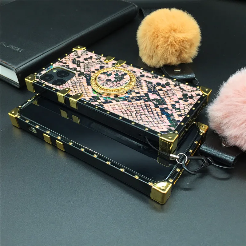 Colorful Snake Skin Cover Square Phone Case for Samsung Galaxy Note 10 Plus 20 9 8 S8 S9 S10 S20 S21 Ultra A71 A9 A50 A70 A51