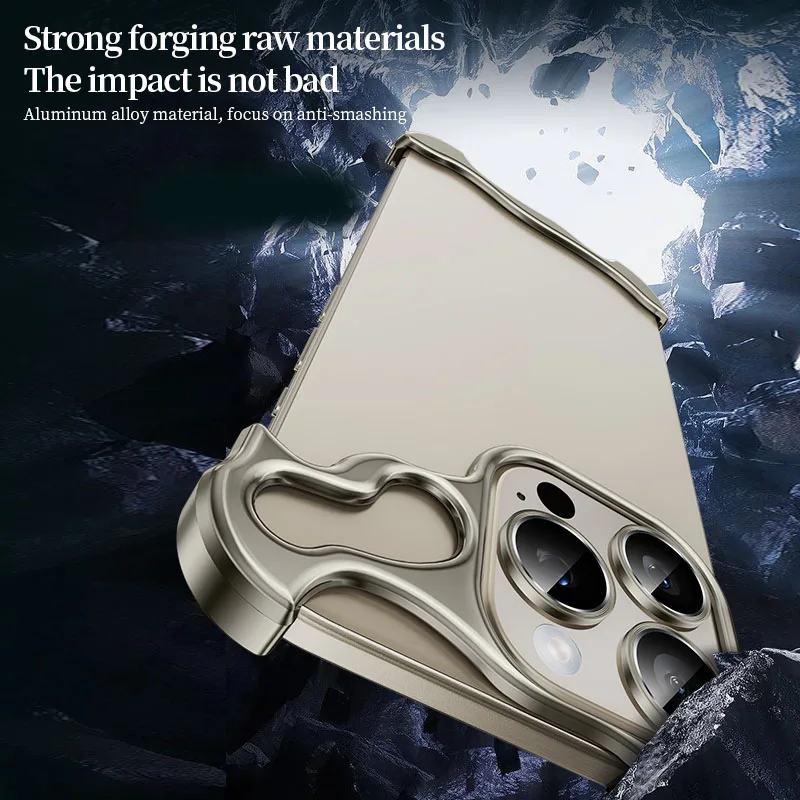 Irregular Aluminum Shells Metal Phone Case with Camera Lens Protector Bumper Cover for iPhone 17 Pro Wholesale Phone Accessories