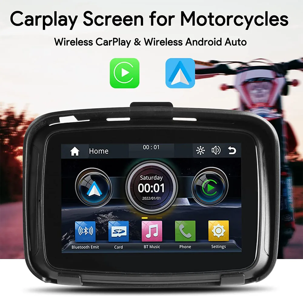 Portable Ipx7 Waterproof Motorcycle Display Touch Screen GPS Navigation Wireless Carplay for Motorcycle Carplay Android Auto