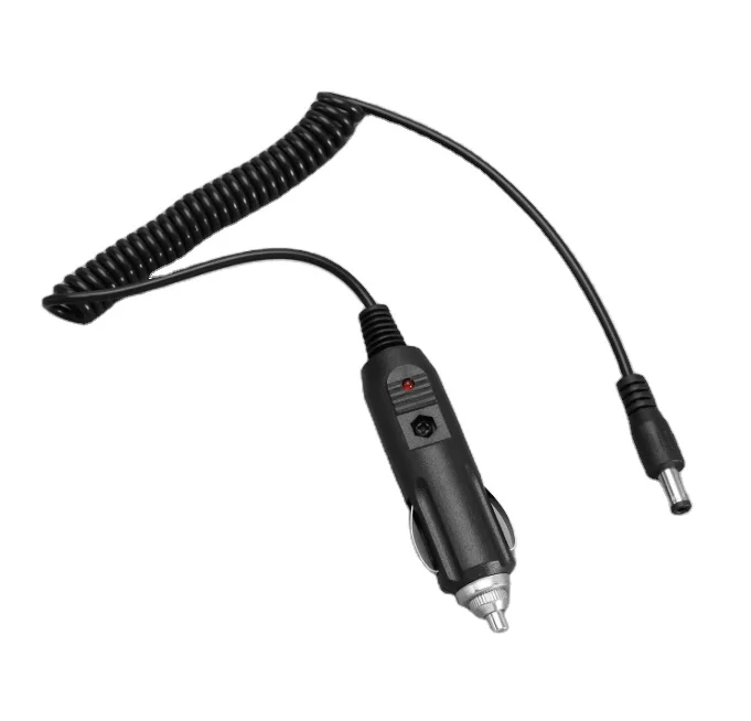 12v Car Cigarette Lighter Plug to 2.1mm X5.5mm Dc Jack Cable Spiral Coiled  Power Cord Extension Cord