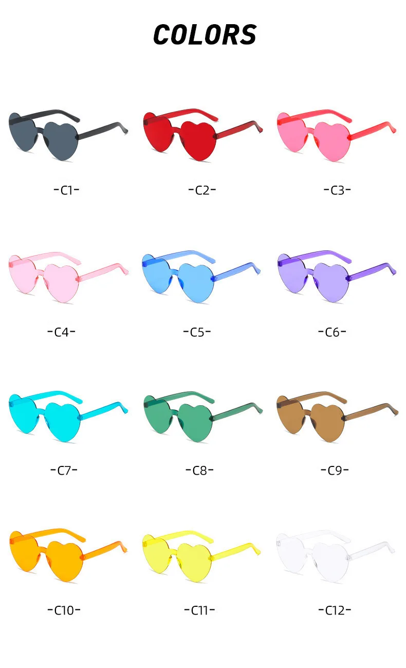 Simple Eyewear Rimless Shaped Party Sunglasses Transparent Multi-color ...