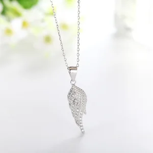 POLIVA Beautiful Women Sterling Silver 925 Pendants 3A Cubic Zirconia Rhodium Plated Angel Wing Necklace Pendant