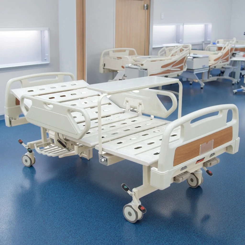 Manual Crank Modern Hospital Bed PP Headboard Adjustable Backrest Infusion Foldable Multi-Function Medical Patient Gym School 2