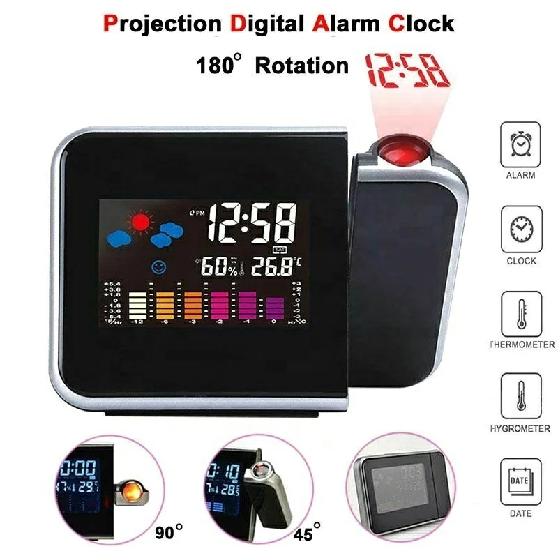 Moderno Reloj Despertador Digitales Con Proyector Digital Backlight Weather  Forecast Alarm Clock With Time Projection