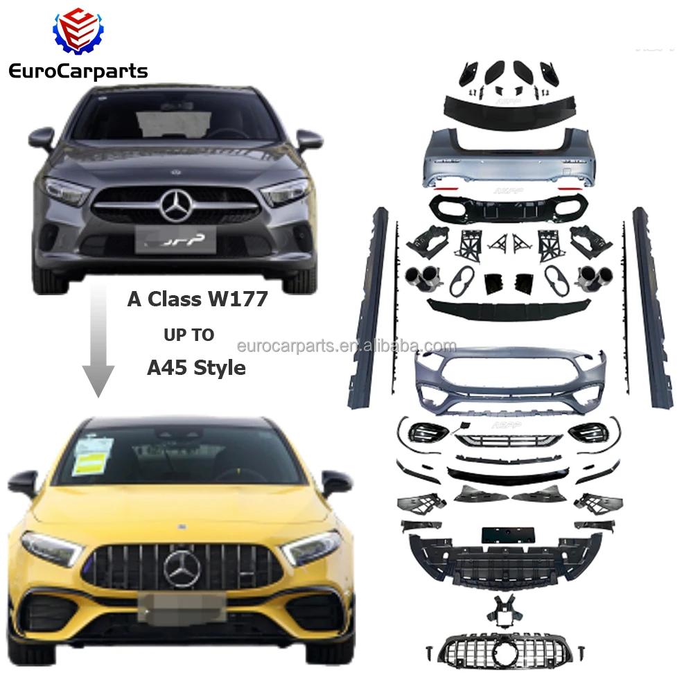 A45 Body Kit Body Kits for a Class W177 2019 Year Car Bumpers Grille Side Skirts Rear Diffuser Exhaust Tips Rear Wing