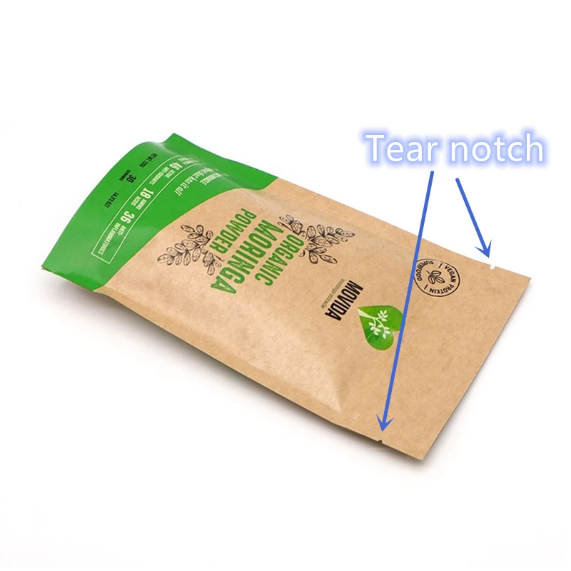 Custom Printed High Quality Stand Up Zip Lock Kraft Paper Tea Bag For