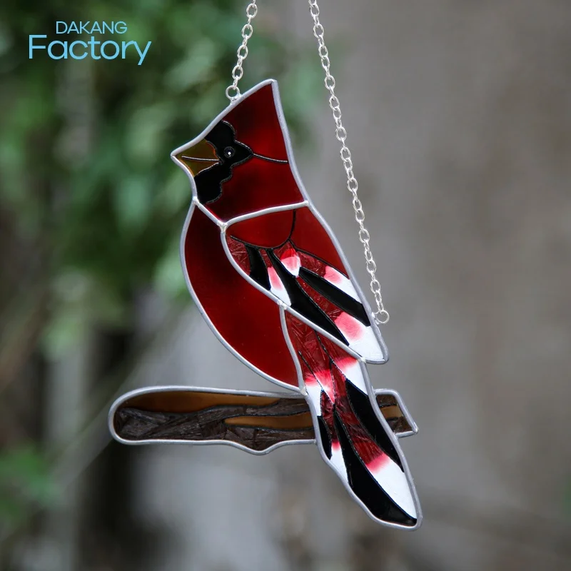 Stained Glass Cardinal Suncatcher, Red Bird