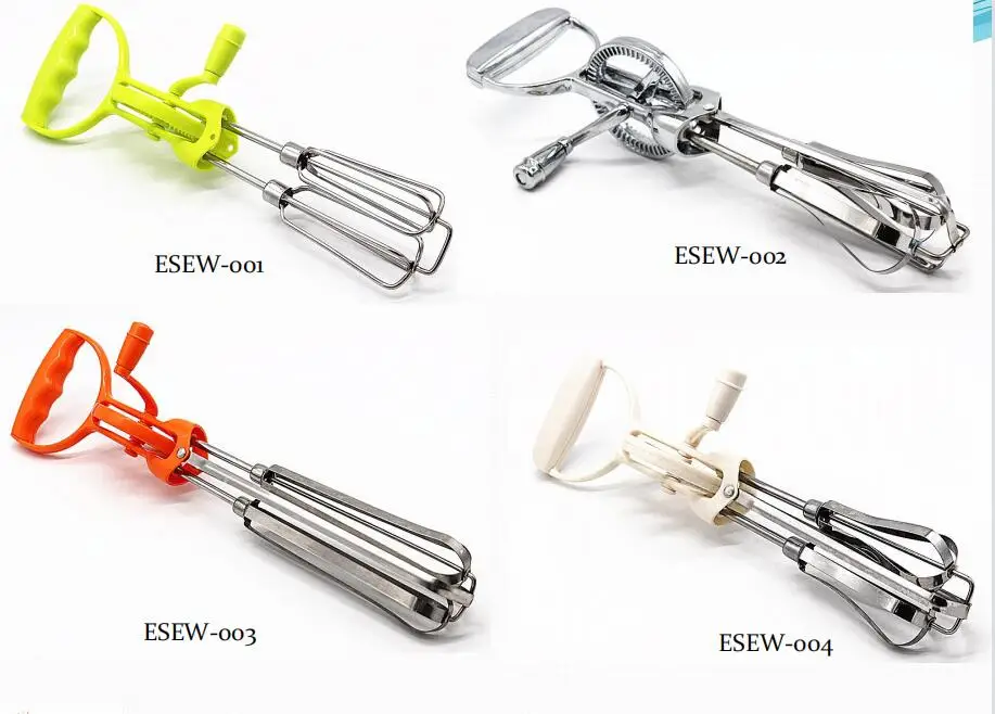New Arrival Stainless Steel Rotary Egg Whisk Egg Beater With Plastic