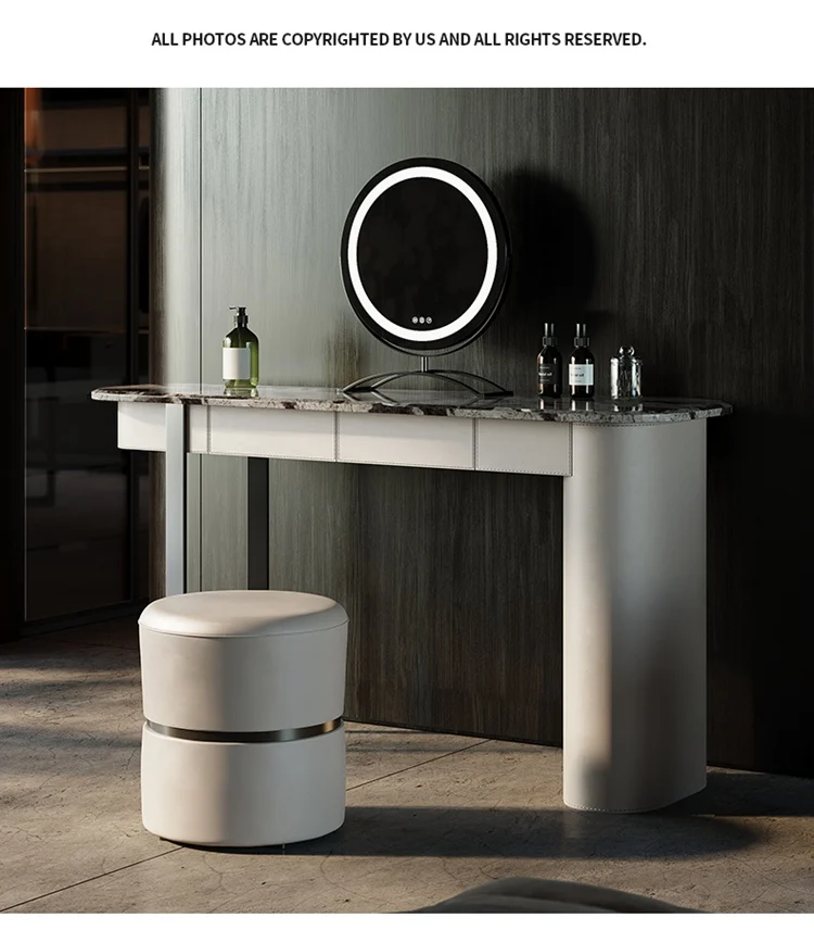 Modern Walnut Solid Wood Dressing Table Bedroom Furniture White