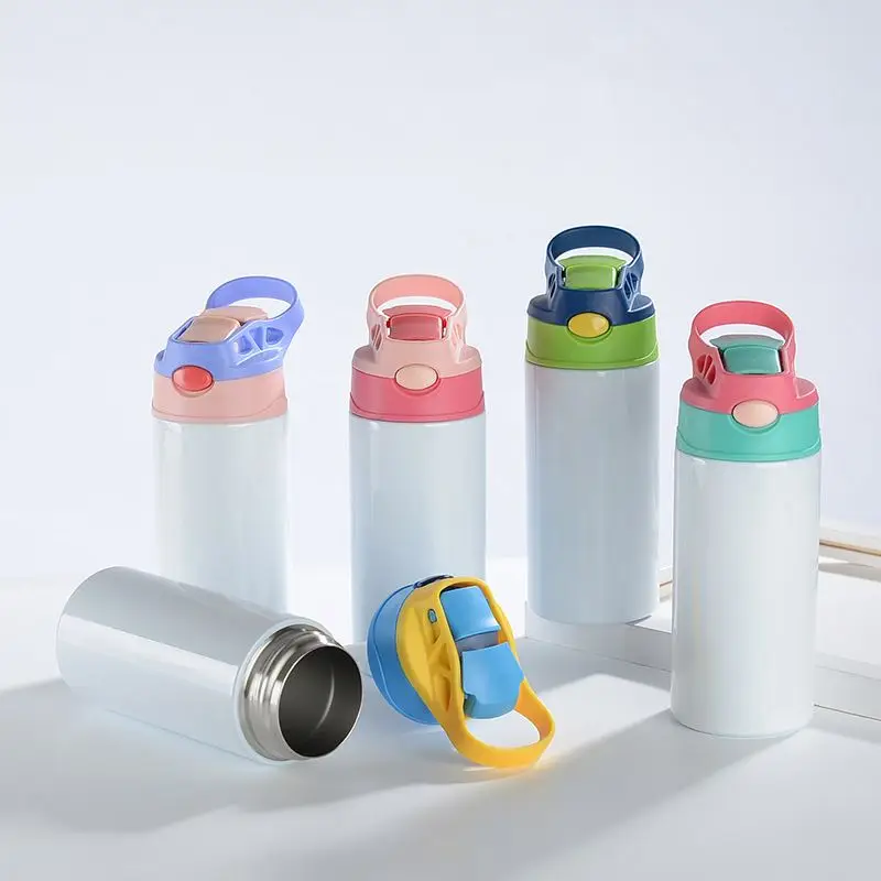 Wholesale 12oz Sublimation Kids Tumbler White Blank Sippy Cup With Straw Stainless Steel Water Bottle For Children Birthday Gift_voghion.com