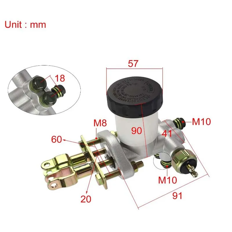 Hydraulic Brake Caliper Master Cylinder Assembly For 8" -12" Go Kart Golf Cart E - Foto 14