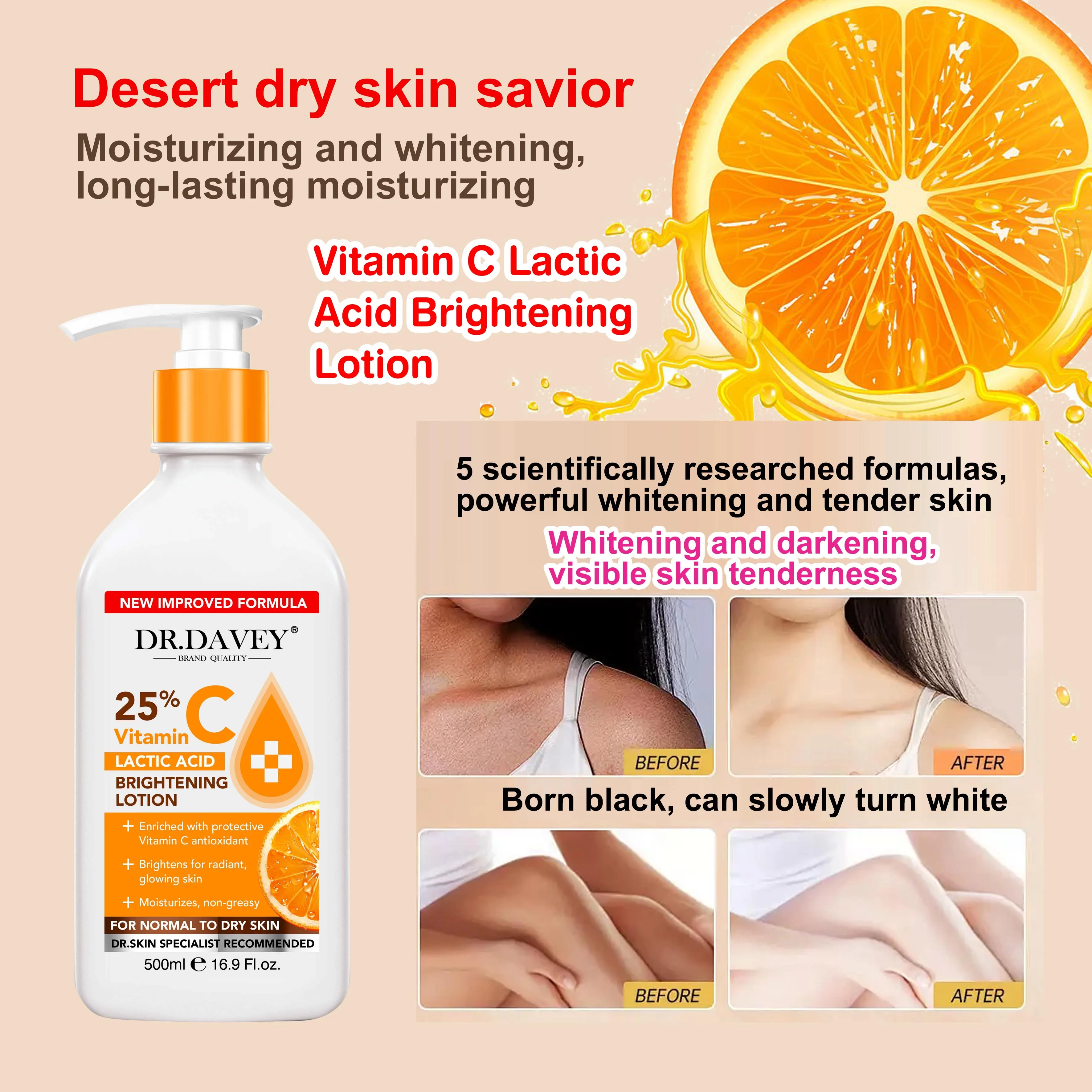 DR.DAVEY Vitamin C Lactic Acid Body Lotion - Brightening