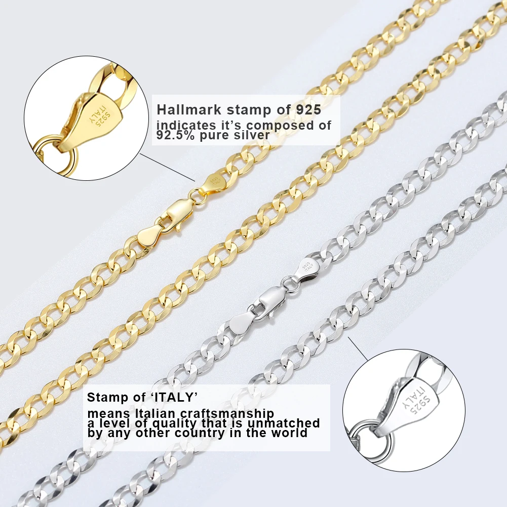 SC60 RINNTIN 3/5mm Chains Necklace Gold/Silver Chain for Men Women