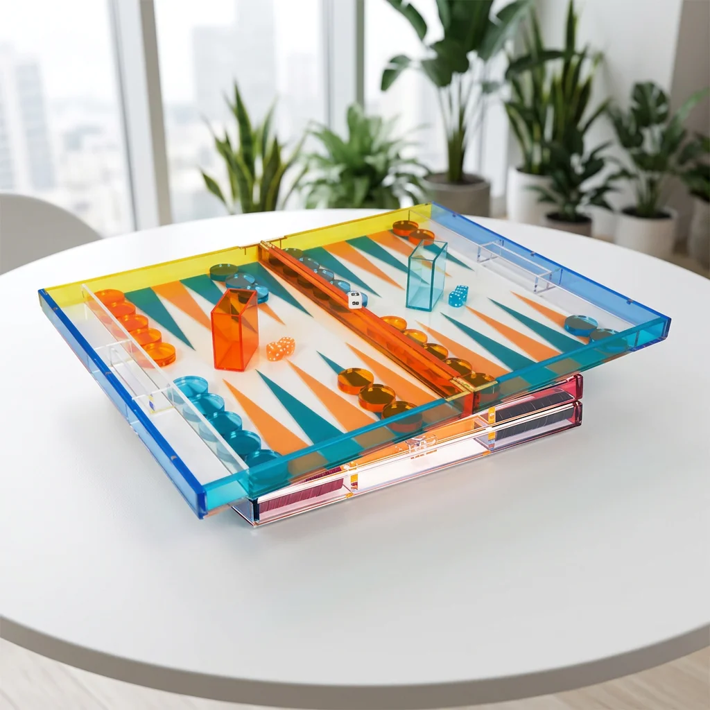 Luxury Backgammon Set with Acrylic Board for Tabletop Play